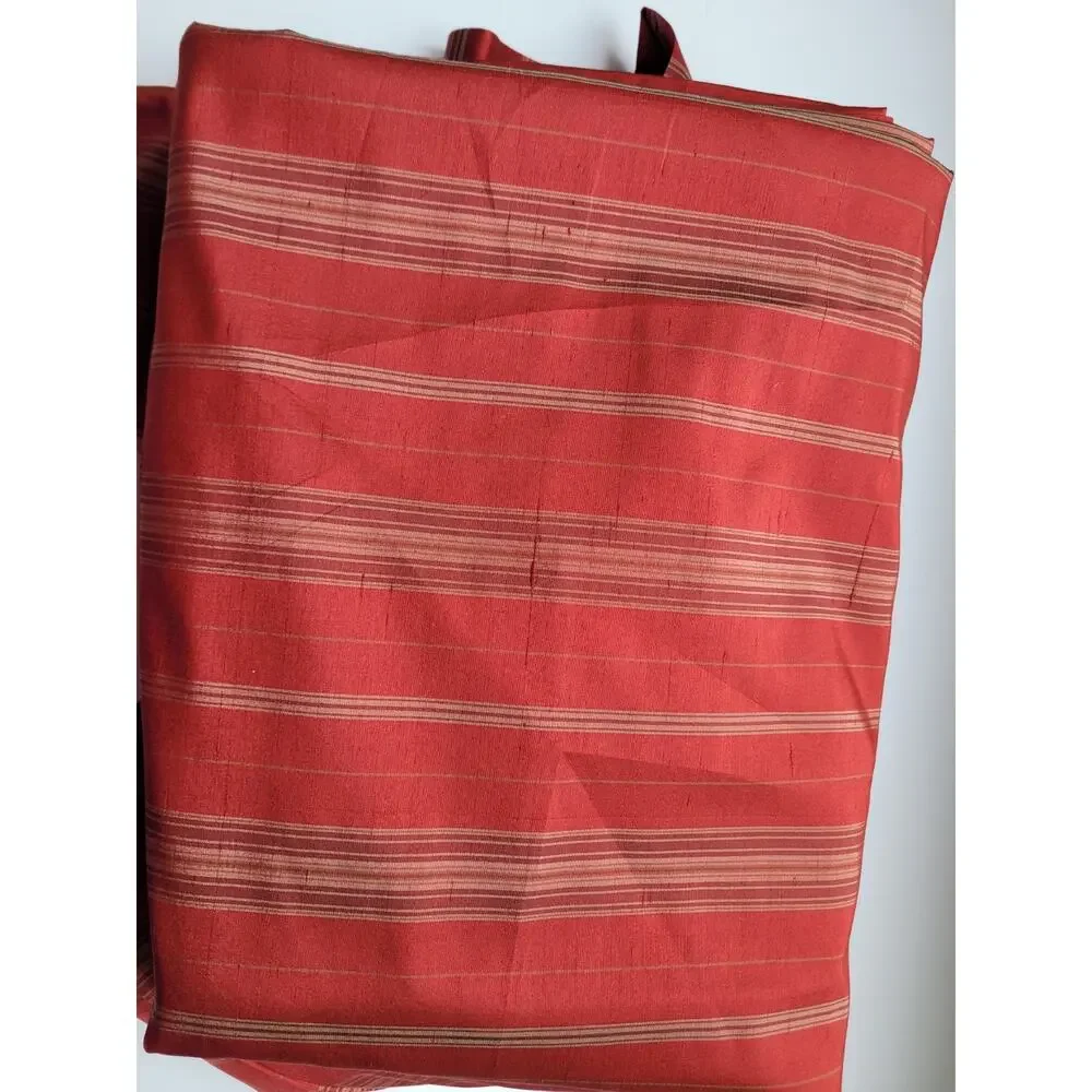 Pottery Barn Striped Red/Beige100% Silk Curtain Panel 50x84 Vintage